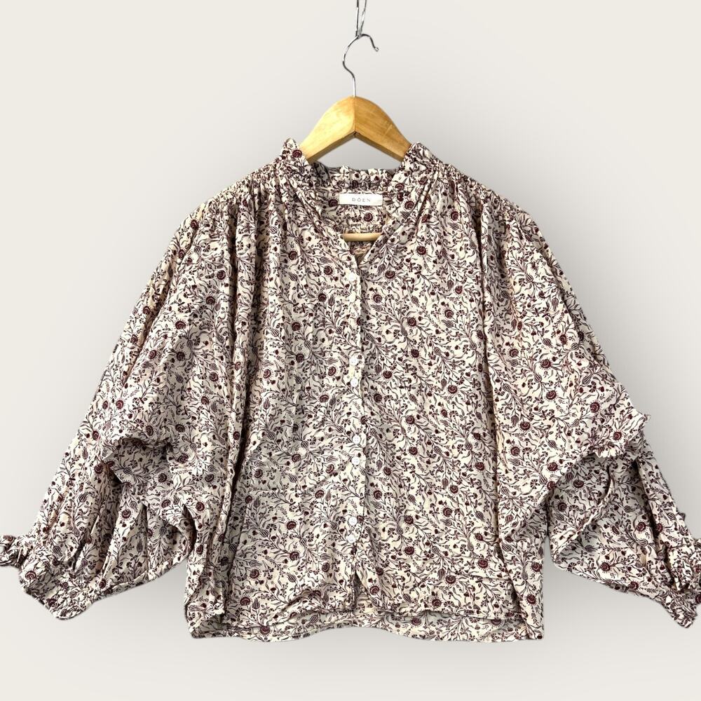 Doen Women Floral Peasant Top Sz Small Summer Boho Cottagecore Prairie Lagenlok - Picture 5 of 16
